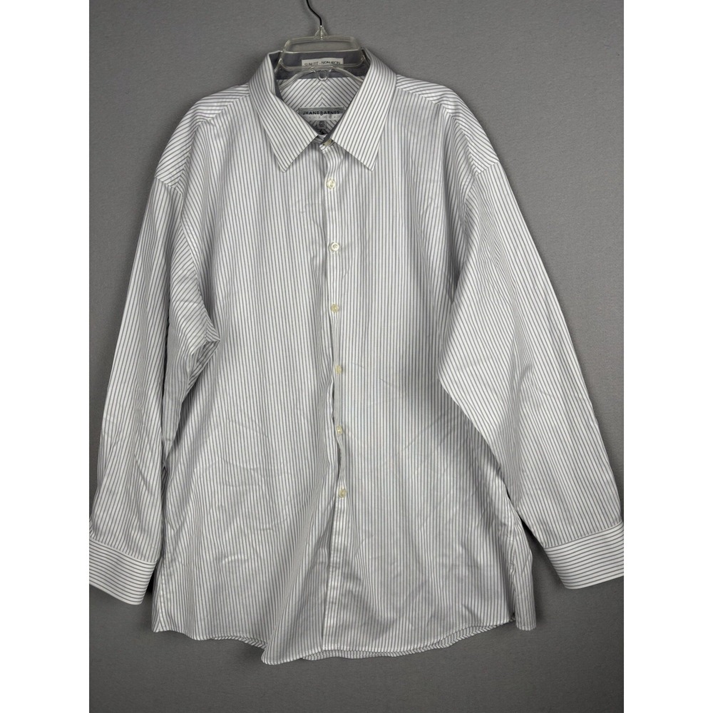 Jhane Barnes Shirt Men's 17.5 32/33 Stripe Long Sleeve Button Up Flip Cuff 3727